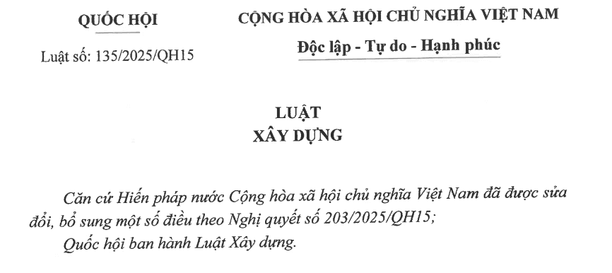 Luật Xây dựng (sửa đổi) - 135/2025/QH15 : Tóm tắt các nội dung thay đổi và tác động thực tế
